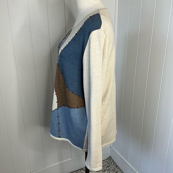 Alfred Dunner Womens Medium Pullover Sweater Colorblock Embellished Long Sleeve - Picture 8 of 14